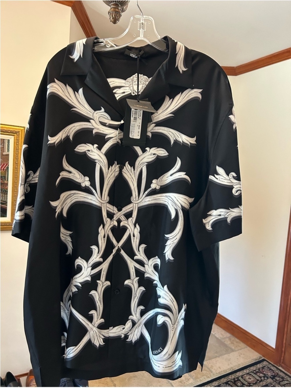 Men’s Versace ACANTHUS LEAVES silk vacation shirt size 4XL/58 made Italy
